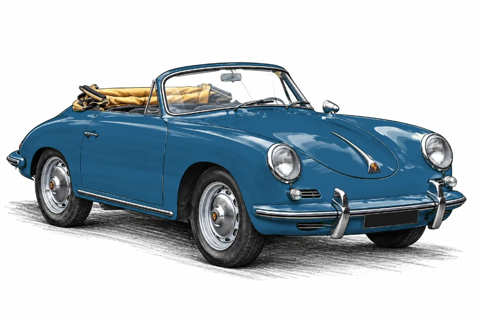 Illustration CARDATA : Porsche 356 B 1600 T5 Cabriolet