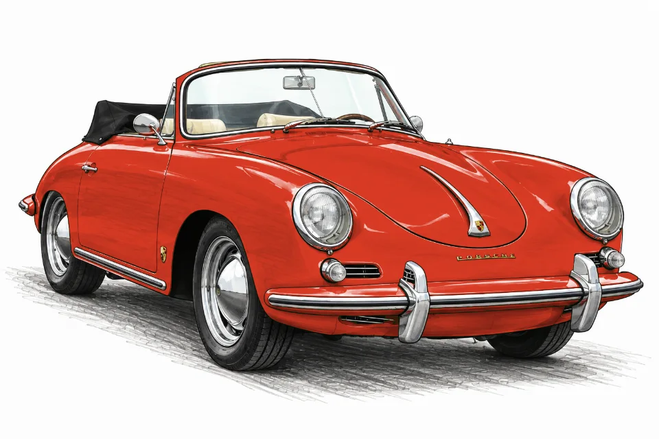 Illustration CARDATA : Porsche 356 B 1600 T5 Cabriolet