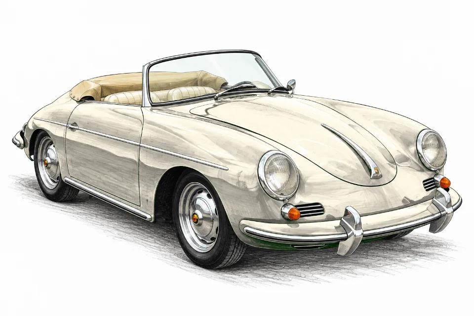 Illustration CARDATA : Porsche 356 B Super 90 T5 Cabriolet